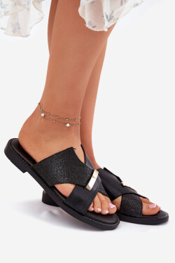 Dámské Pantofle Na Plochém Podpatku S Ozdobným Detalem Vinceza 17385 Černé 38