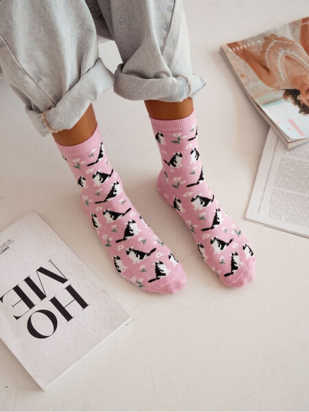 Milena ponožky 0200-173 Kočky a květiny 37-41 hnědá 37-41