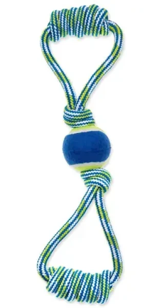 HAVE A PET Hračka pro psy s tenisákem modro-zelená / Horolezecké lano / 40 cm / Střední, velký, obří plemena (854-320375)