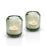 Eva Solo Skleněný svícen na čajovou svíčku Acorn Leaf Green – set 2 ks, zelená barva, sklo