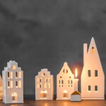 Räder Porcelánový svícen domeček Townhouse 10,5 cm, bílá barva, porcelán