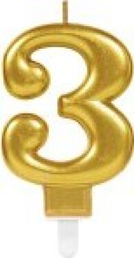 Narozeninová svíčka zlatá 3 /výška 9,3 cm/ - EPEE