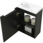 CERANO - Umyvadlová skříňka pro WC Sora - černá matná + umyvadlo z lit. mramoru - bílá matná - 40x57,5x22 CER-999983