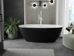 MEXEN/S - Eris volně stojící vana 180 x 95, bílá/černá, sifon a přepad bílá 53441809575-20