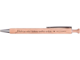 Dřevěná propiska "Nech se vést láskou srdce" - Sri Chinmoy