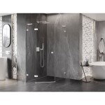 MEXEN/S - Lunar L sprchový kout pětiboký křídlový levá 80 x 90, transparent, bílá 831L-080L-090P-20-00-L