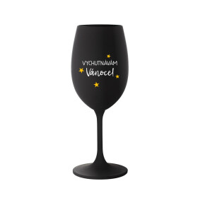 VYCHUTNÁVÁM SI VÁNOCE - černá sklenice na víno 350 ml