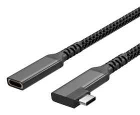 Sconn USB-C prodlužovací kabel 90° textilní 0,5 m / Prodlužovací kabel / USB-C (M) - USB-C (F) / USB 3.2 / PD (FL31-74013)