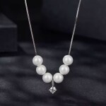 Stříbrný perlový náhrdelník Dariana - 0,1 ct MOISSANITE + CERTIFIKÁT, Stříbrná 40 cm + 5 cm (prodloužení)