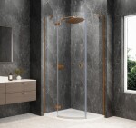 POLYSAN - GLOBE COPPER MATT čtvrtkruhový sprchový kout 900x800, čiré sklo, levé GB2980LPG