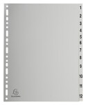 Exacompta rozlišovač číselný 1-12, A4 maxi, PP, šedý