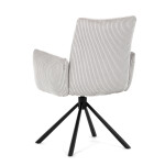 Židle jídelní, krémová manšestrová látka, 360° vratný mechanismus, černý kov