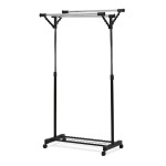 Stojan na šaty s výklopnými rameny, černá barva, kov / plast, chrom