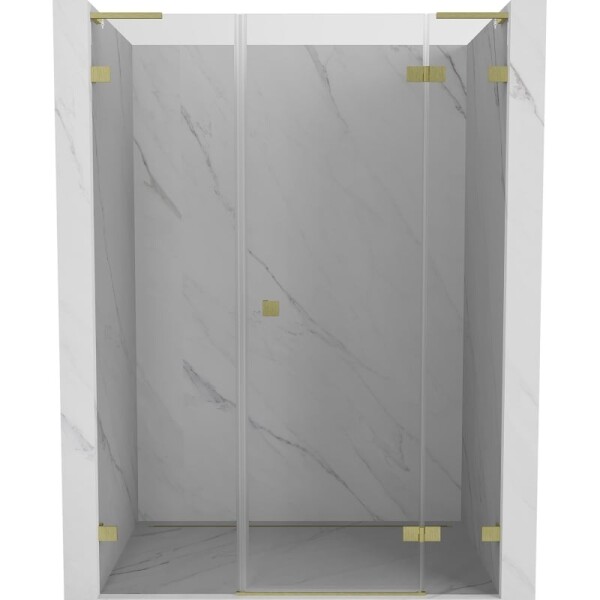 MEXEN/S - Lunar L sprchové dveře křídlové pravé 150, transparent, zlatá kartáčovaná 834SL-150-050-55-00-P