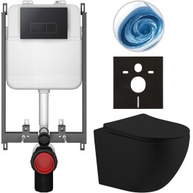 CERANO - Kompletní WC set Basic/Cesso - černá matná - WC tlačítko Modulo/Černá - pro zazdění - 49x36 CER-8050BD86231