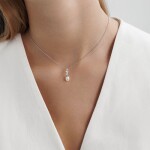 Stříbrná souprava šperků s bílou perlou a zirkony Monica - stříbro 925/1000, Stříbrná Bílá 38 cm + 7 cm (prodloužení)