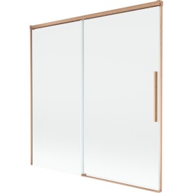 MEXEN/S - Rox vanová zástěna 2-křídlová posuvná 160 x 150, transparent, měď kartáčovaná 8C9-160-001-65-00