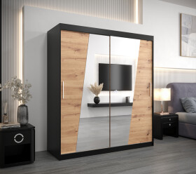 Šatní skříň Abi R0 Barva korpusu: Černá, Rozměry: 150 cm, Dveře: Dub artisan