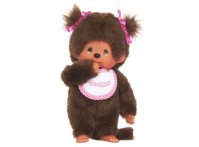 Monchhichi Mončiči dívka s ružovým bryndáčkem 20 cm