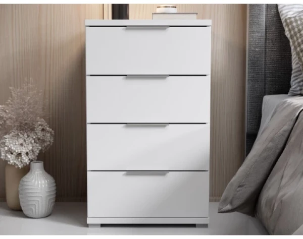 Noční stolek/skříňka se 4 zásuvkami Smilla, výška 79 cm, bílý