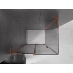 MEXEN/S - Velar L sprchový kout, posuvné dveře 90 x 80, grafit, růžové zlato 871-090-080-43-60
