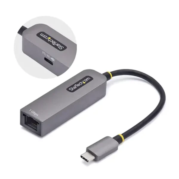StarTech adaptér USB-C na Ethernet šedá / Adaptér / RJ-45 / 5 Gbps / Realtek RTL8153B (1GPD3-USB-C-ETHERNET)