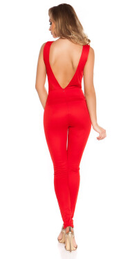 Sexy Koucla jumpsuit with Sexy net-applications barva red velikost