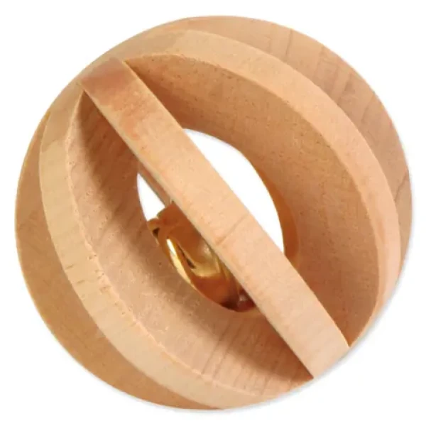 TRIXIE Hračka dřevěný míček s rolničkou / Pro hlodavce a králíky / Dřevo / O 6 cm (G15-6187)