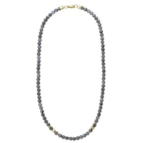 Pánský korálkový náhrdelník Enrico Gold - 6 mm šedý labradorit, Šedá 55 cm