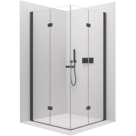 CERANO - Sprchový kout Volpe Duo L/P - 6 mm - černá matná, transparentní sklo - 70x120x190 - zalamovací CER-521059
