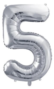 Balónek fóliový narozeniny číslo 5 stříbrný 72 cm Balónek fóliový narozeniny číslo 5 stříbrný 72 cm