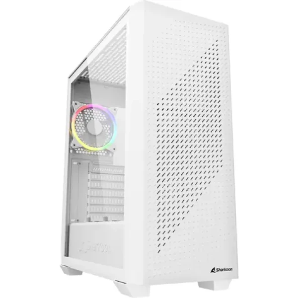 Sharkoon VS9 RGB bílá / ATX / 2x USB 3.0 / 1x USB-C / 3x 120mm / bez zdroje / průhledná bočnice (4044951039128)