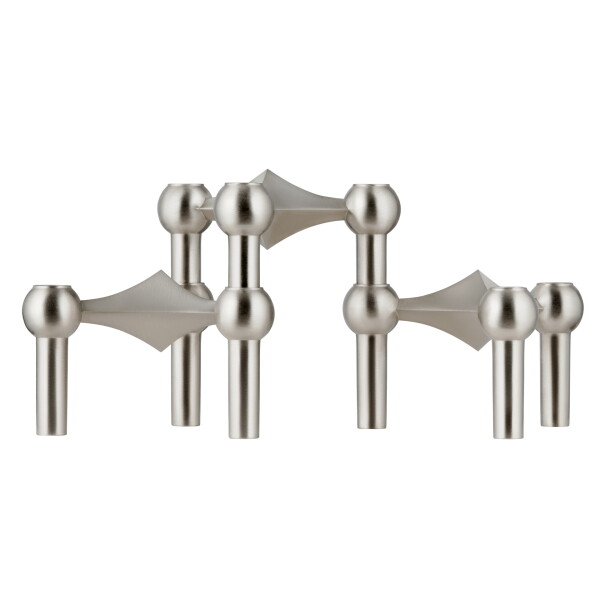 Stoff Nagel Designový svícen STOFF Nagel Brushed Chrome – set 3 ks, stříbrná barva, kov