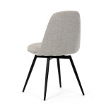 Židle jídelní, krémová látka, 360° otočný mechanismus, černý matný lak, kovové nohy