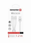 Swissten kabel Textile 3in1 mFi 1,2 stříbrná