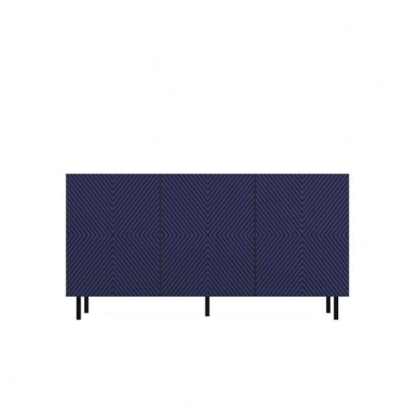 Komoda Kama 3 čtvercové dveře artisan/tmavě modrá