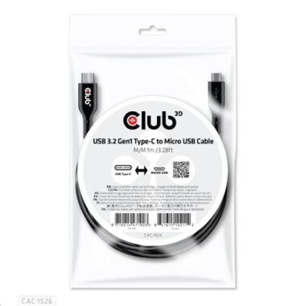 CLUB3D CAC-1526 kabel USB-C na Micro USB M/M černá 1m (CAC-1526)