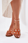 Dámské Pantofle Na Plochém Podpatku Se Zlatými Přívěsky Oranžové Nalothiel 37