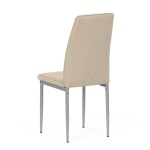 Židle jídelní, béžová látka, šedé kovové nohy