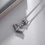 Pánský náhrdelník Thórovo kladivo - MJOLNIR, oboustranný přívěsek, 60 cm Vintage