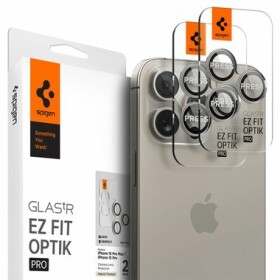 Spigen Glass tR EZ Fit Optik Pro Ochranná skla čoček fotoaparátů pro Apple iPhone 15 Pro/15 Pro Max přírodní titan 2ks (AGL07163)