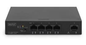 Digitus 4+1 port PoE černá / Switch / Gigabit / Neřízený / PoE+ 60W (DN-95330-1)