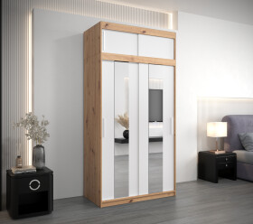 Šatní skříň Abi Po s nástavcem Barva korpusu: Dub artisan, Rozměry: 120 cm, Dveře: Bílá