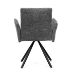 Židle jídelní, šedá látka, černý kov, otočný mechanismus 90°/90° (L/P) - funkce reset