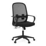 Židle kancelářská, černý MESH a černá látka, plastový kříž, houpací mechanismus.