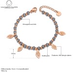 Perlový náramek Maccia Leaf - chirurgická ocel, perla, Zlatá 16 cm + 4 cm (prodloužení)