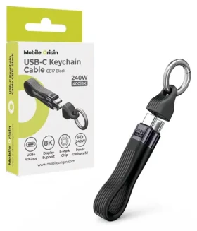 Mobile Origin CB17 černá / Klíčenkový kabel / USB-C - USB-C / 40 Gbps / 240 W PD 3.1 / 8K 60Hz / 13 cm (MO-UK-CB17-BLK)