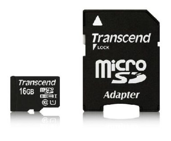 Transcend micro SDHC karta 16GB Class 10 UHS-I + adaptér (TS16GUSDU1)