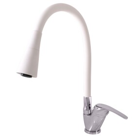 RAV Slezák - SÁZAVA - Dřezová baterie s flexibilním ramínkem, Bílá/Chrom, 1/2", ručka SÁZAVA - 1 SA006.5/13CB