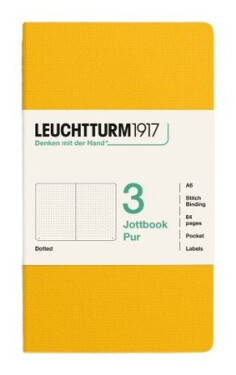 Zápisník Jottbook pur A6, 64l, tečkovaný, Sunflower, 3ks